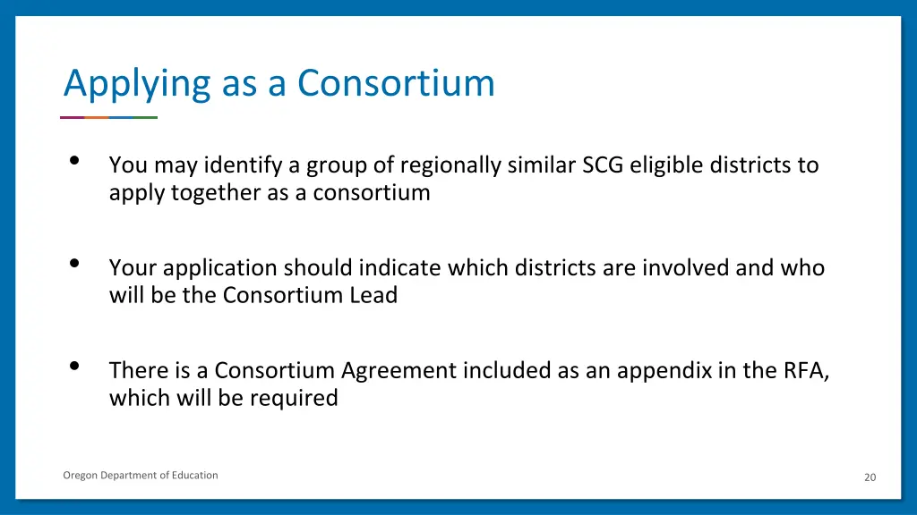 applying as a consortium