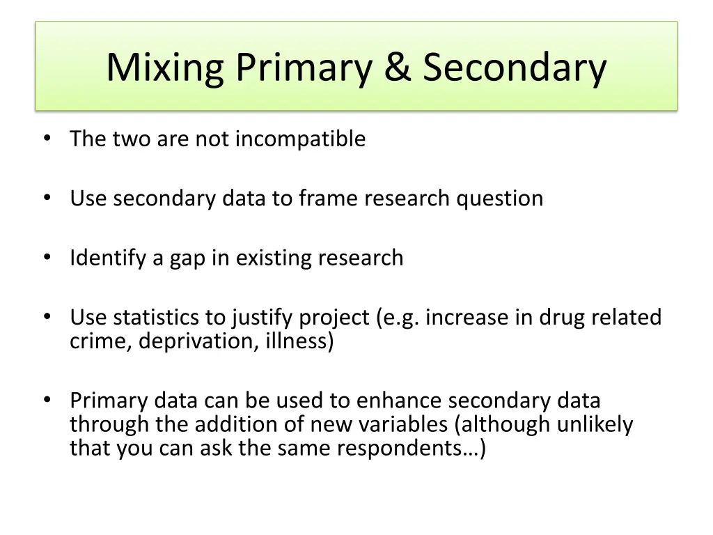 mixing primary secondary