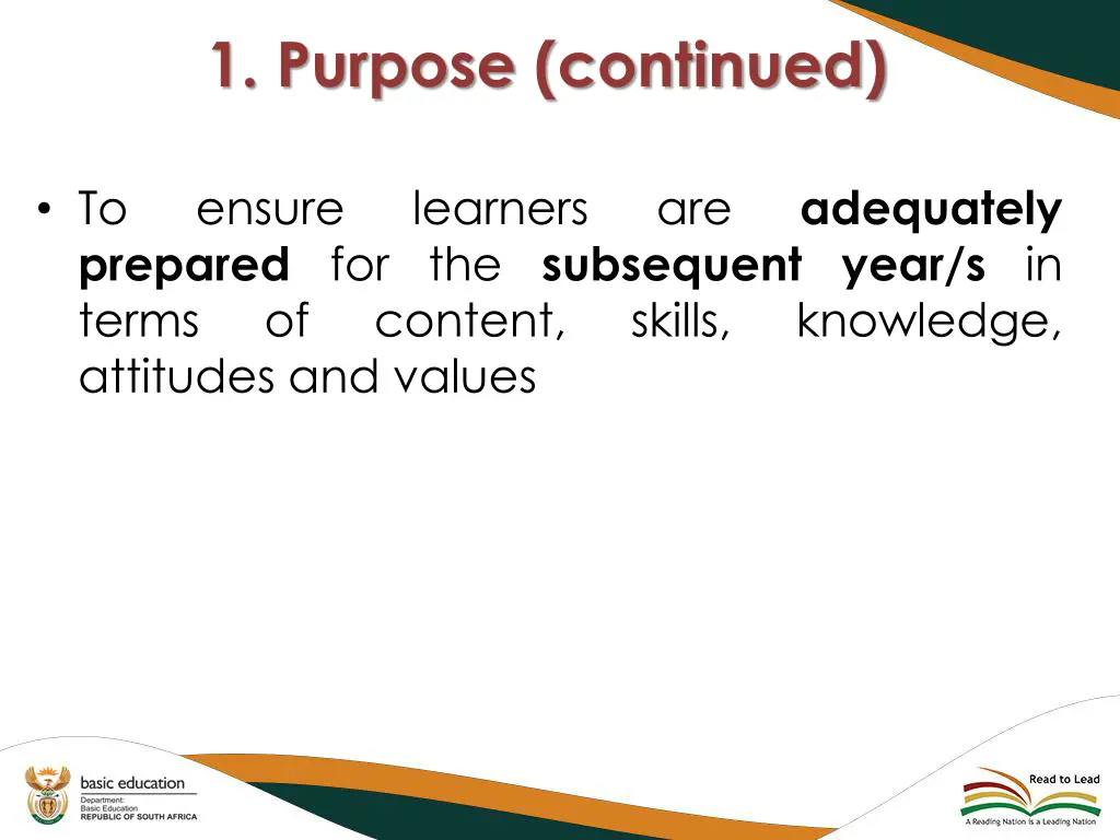 1 purpose continued