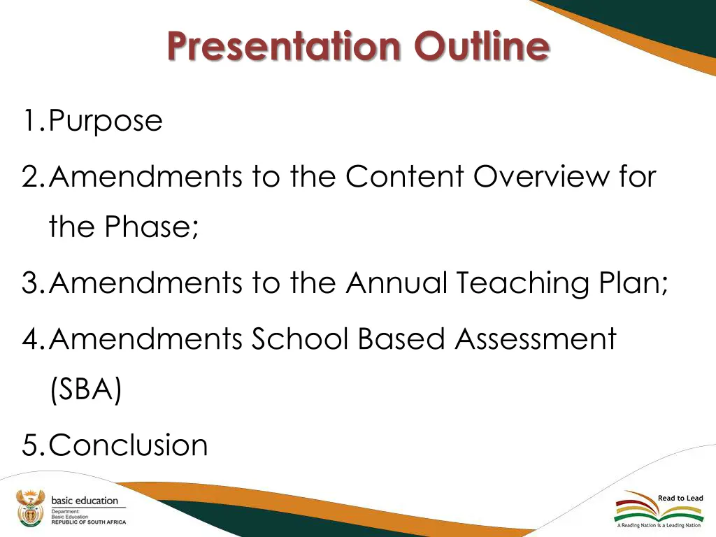 presentation outline