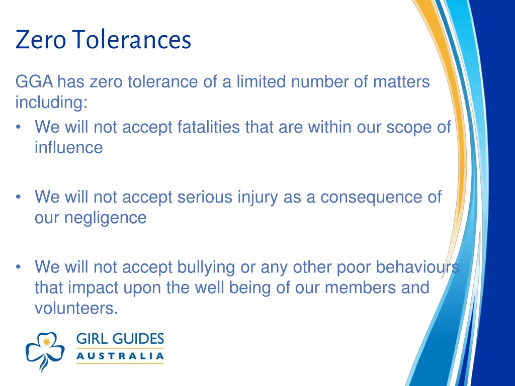 zero tolerances