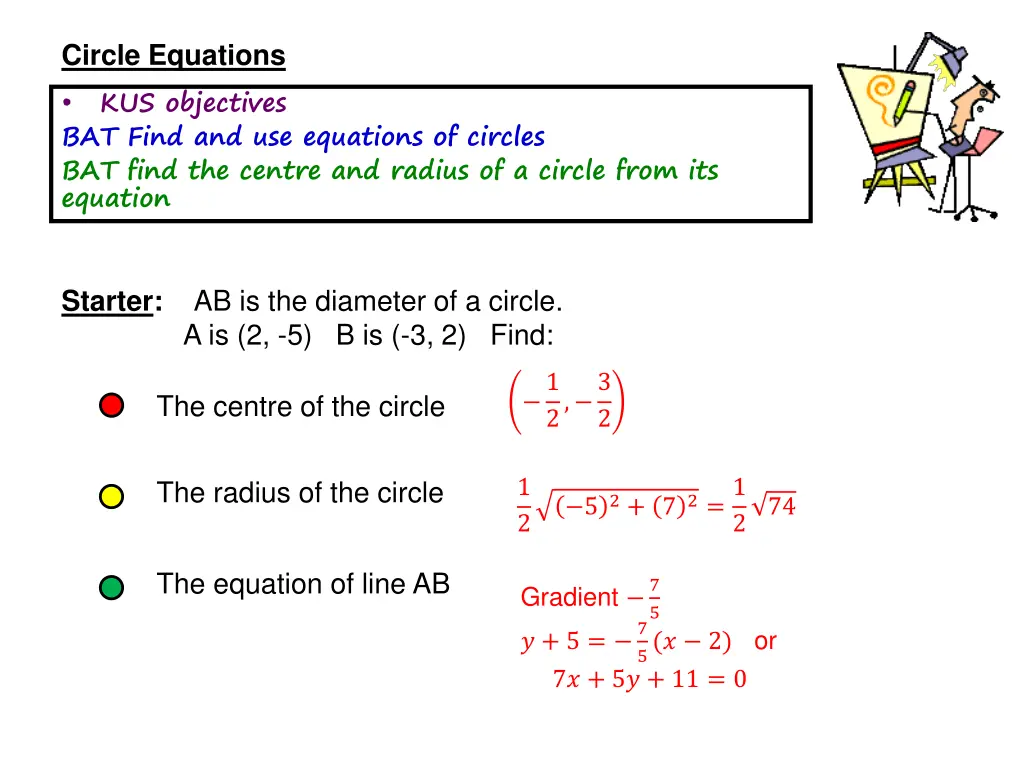 circle equations bat find and use equations