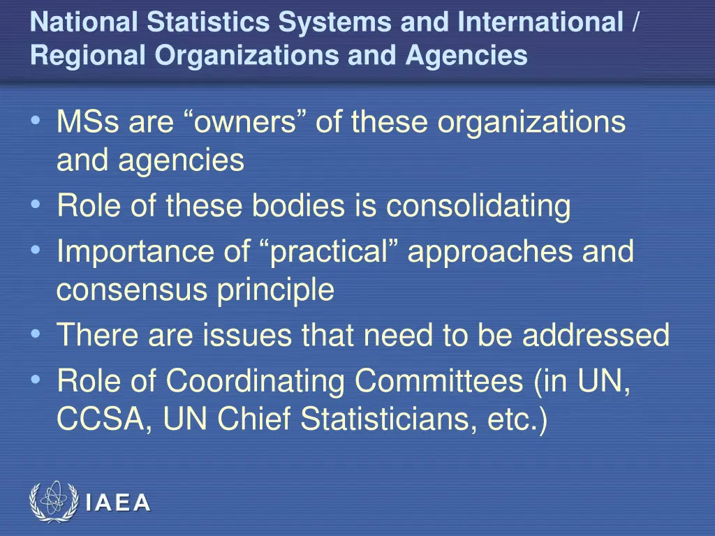 national statistics systems and international