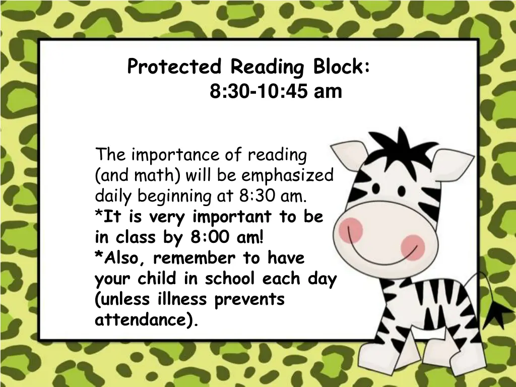 protected reading block 8 30 10 45 am