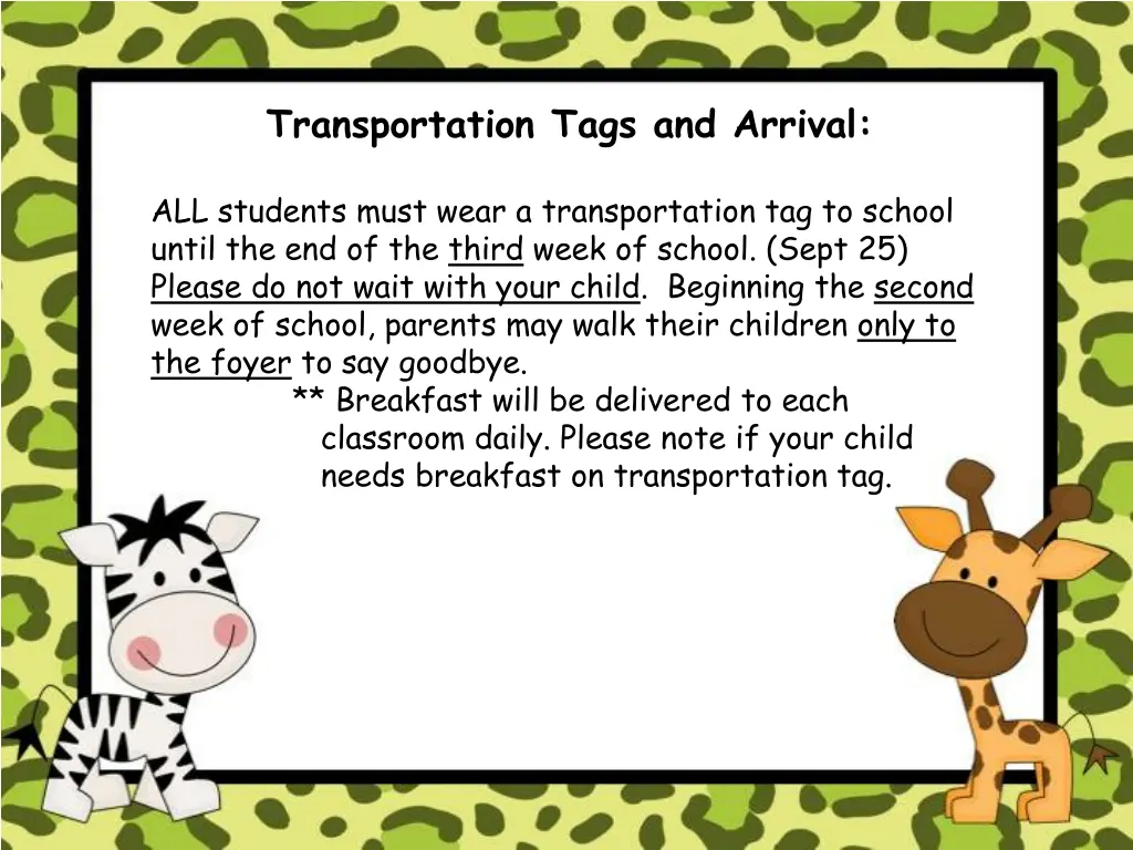 transportation tags and arrival