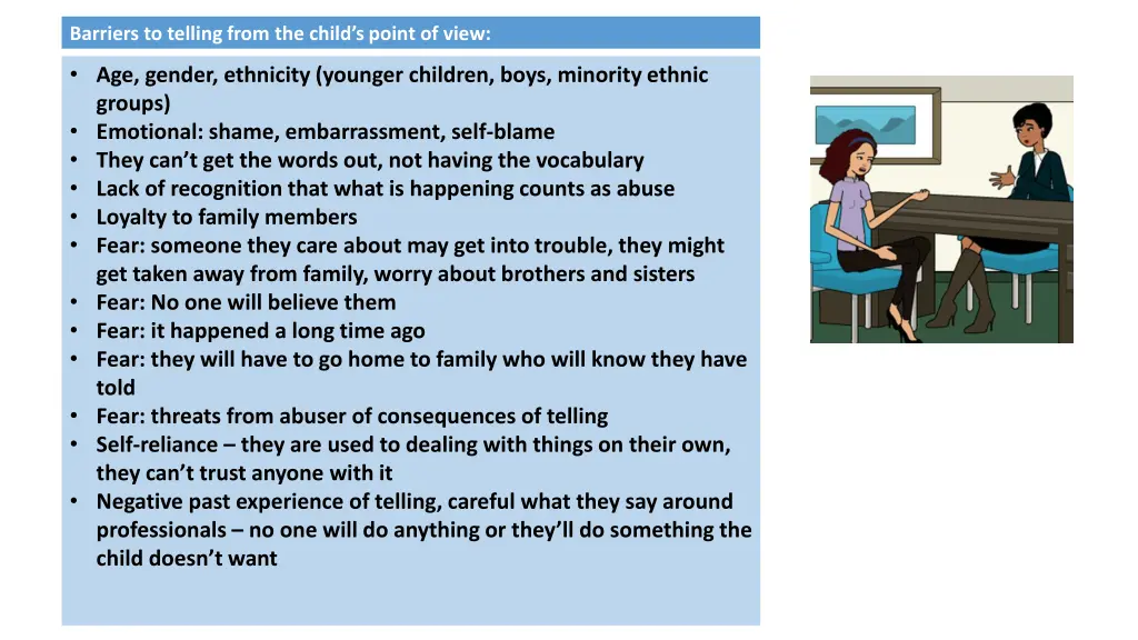 barriers to telling from the child s point of view