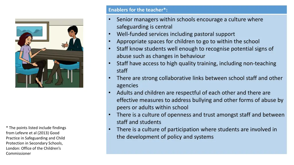 enablers for the teacher senior managers within