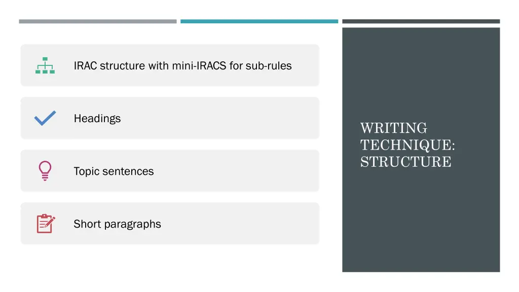 irac structure with mini iracs for sub rules