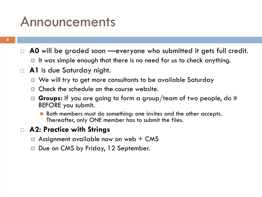 announcements