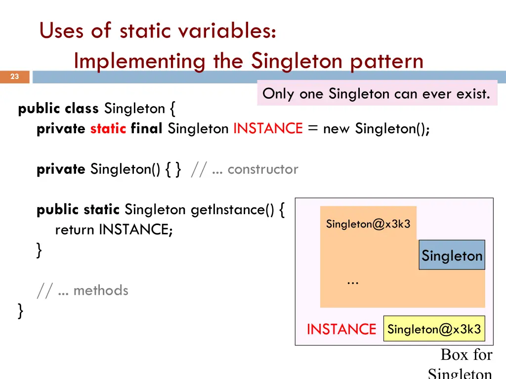 uses of static variables implementing