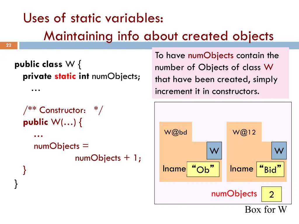 uses of static variables maintaining info about