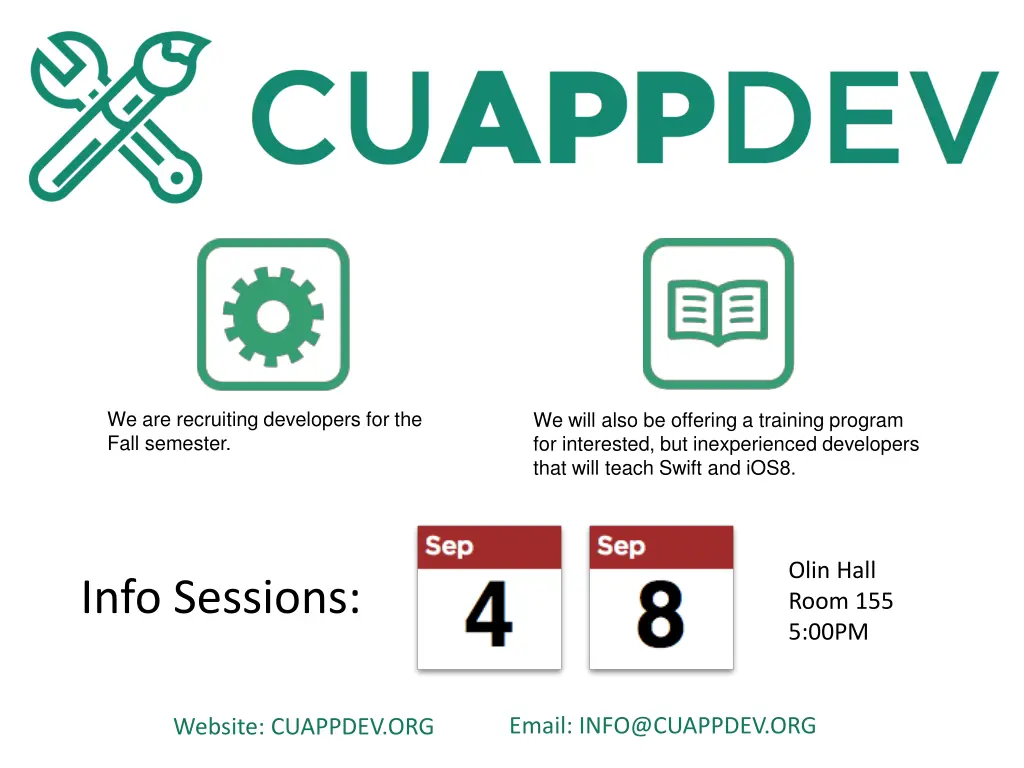 we are recruiting developers for the fall semester