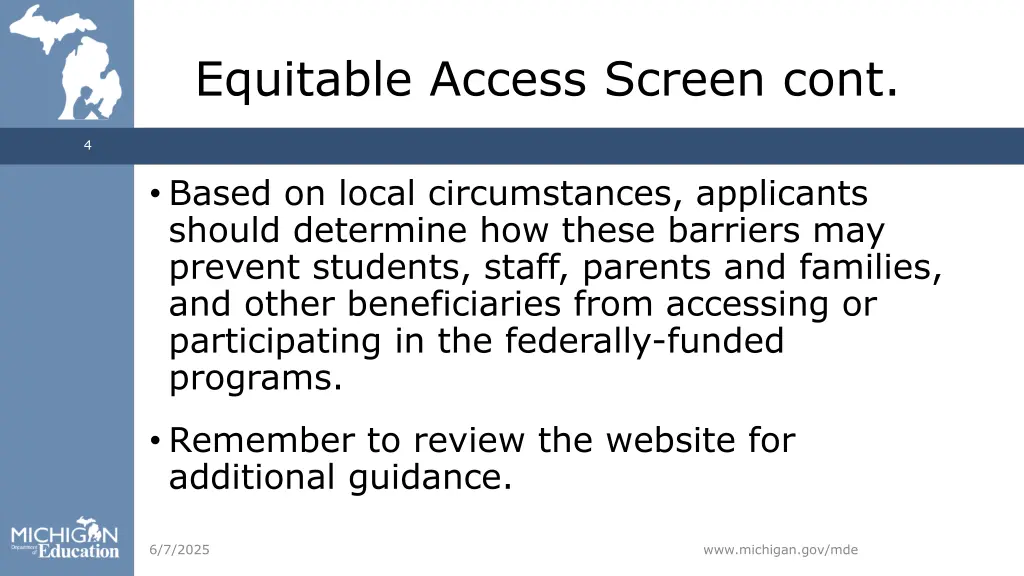 equitable access screen cont