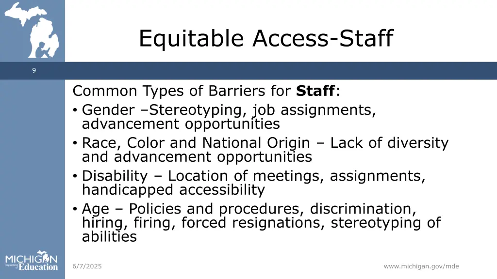 equitable access staff