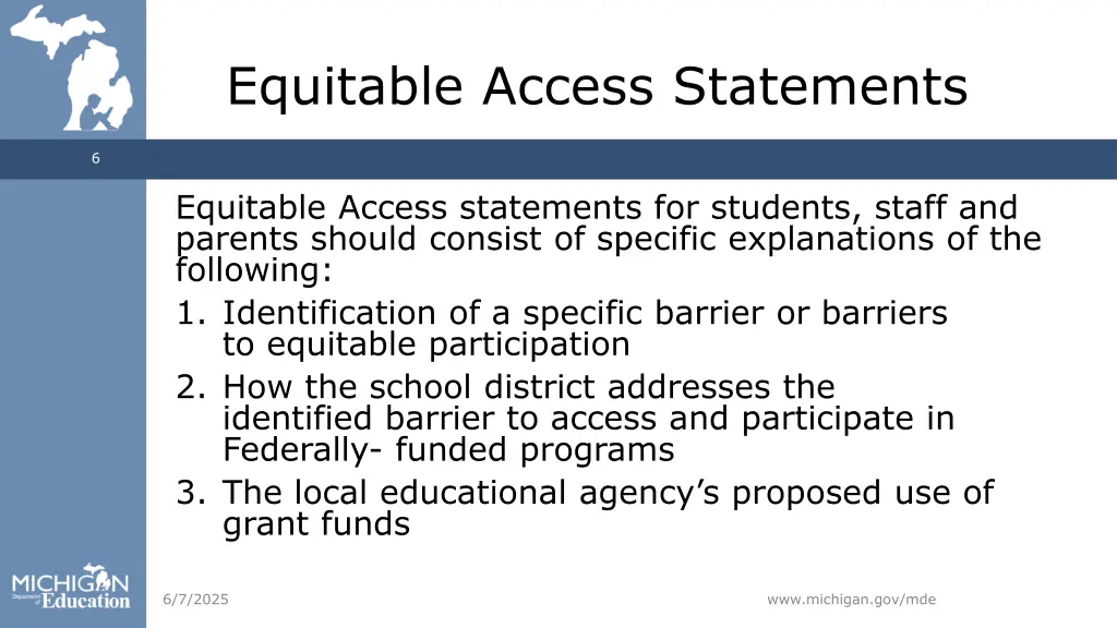 equitable access statements