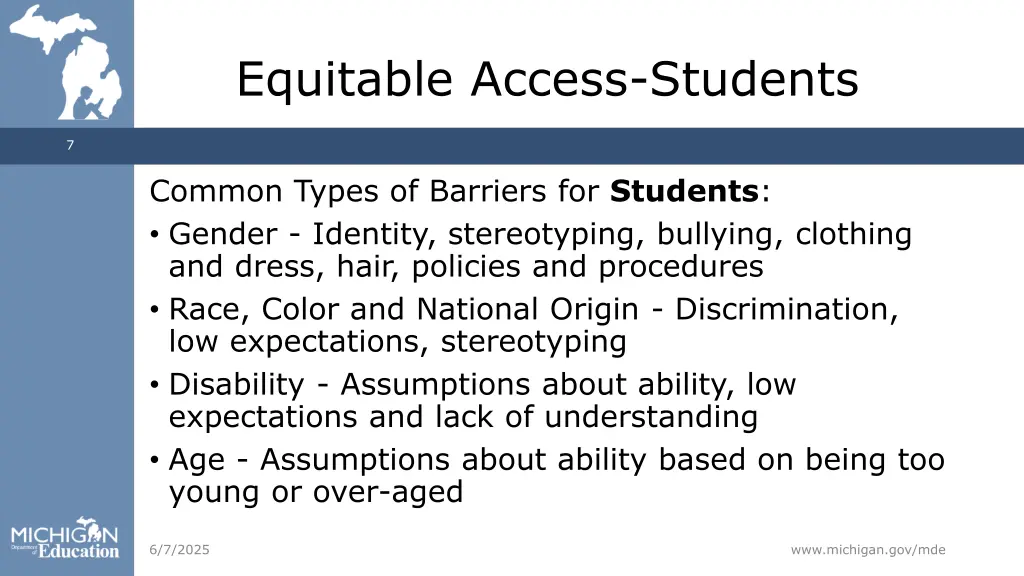 equitable access students