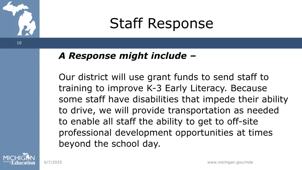 staff response