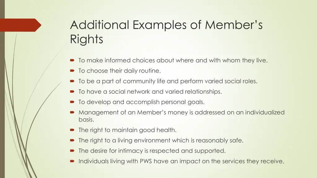 additional examples of member s rights
