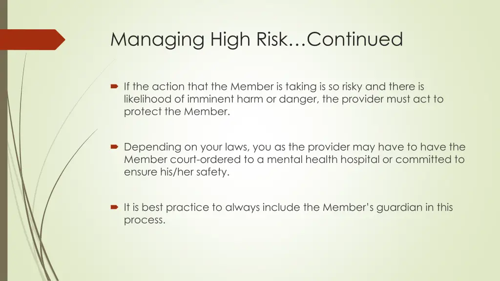 managing high risk continued 1