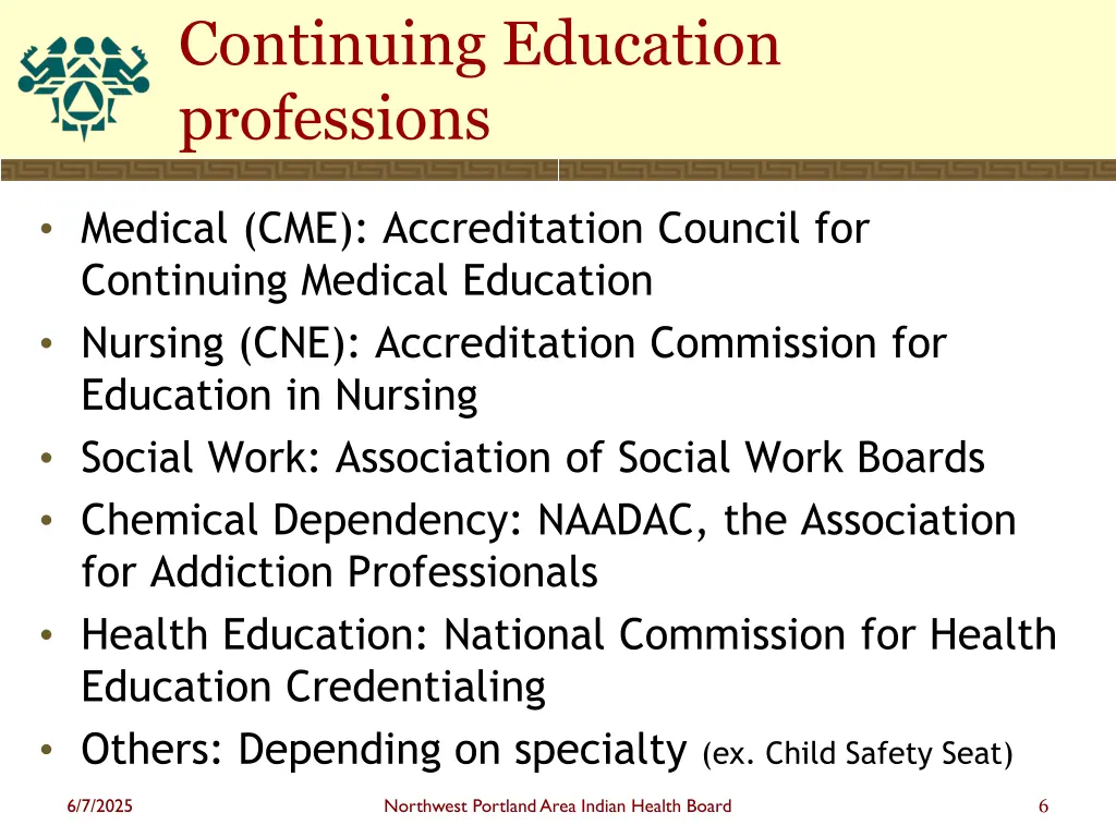 continuing education professions