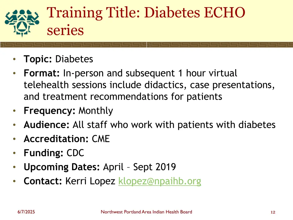 training title diabetes echo series