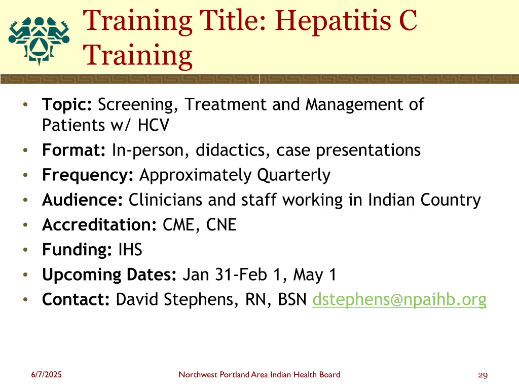 training title hepatitis c training