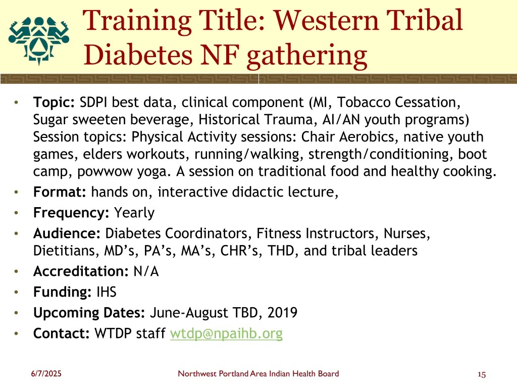 training title western tribal diabetes