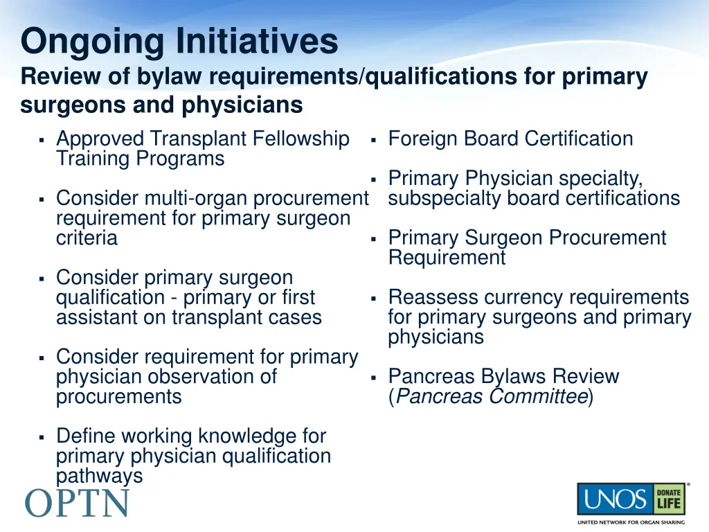 ongoing initiatives review of bylaw requirements