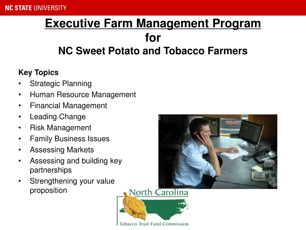 executive farm management program for nc sweet
