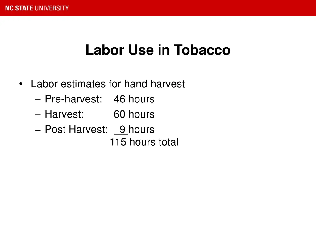 labor use in tobacco