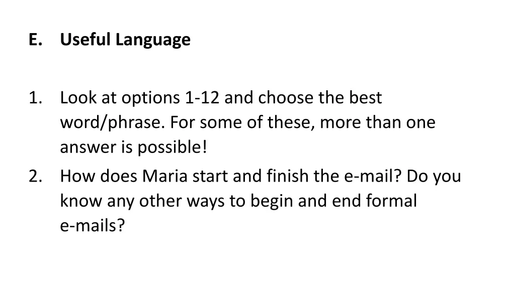 e useful language