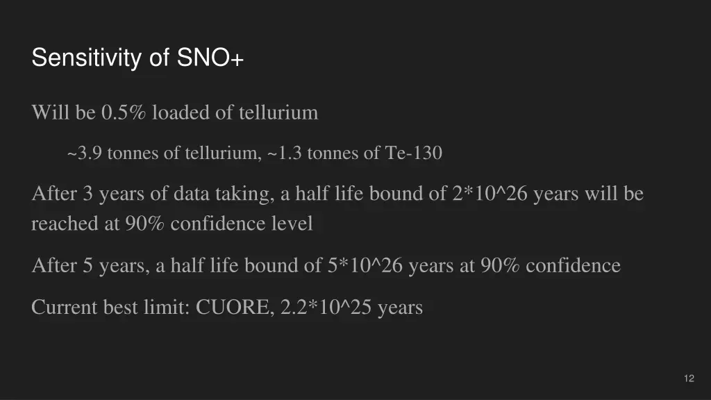 sensitivity of sno
