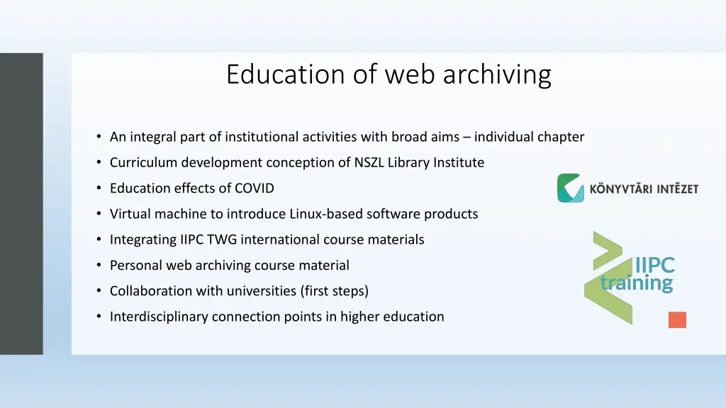 education of web archiving