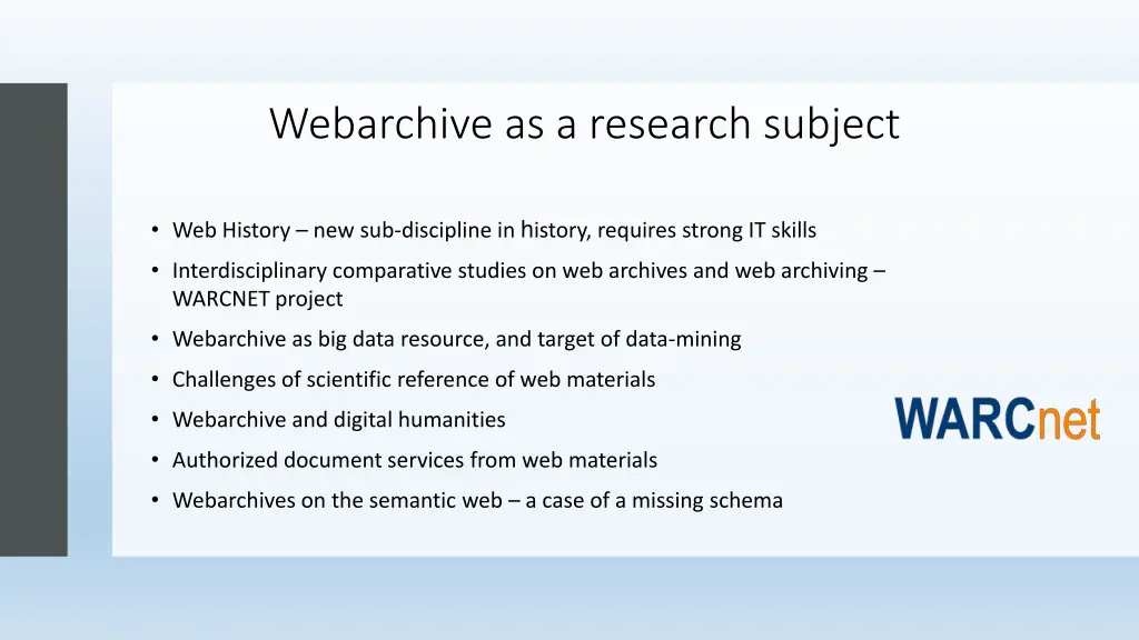 webarchive as a research subject