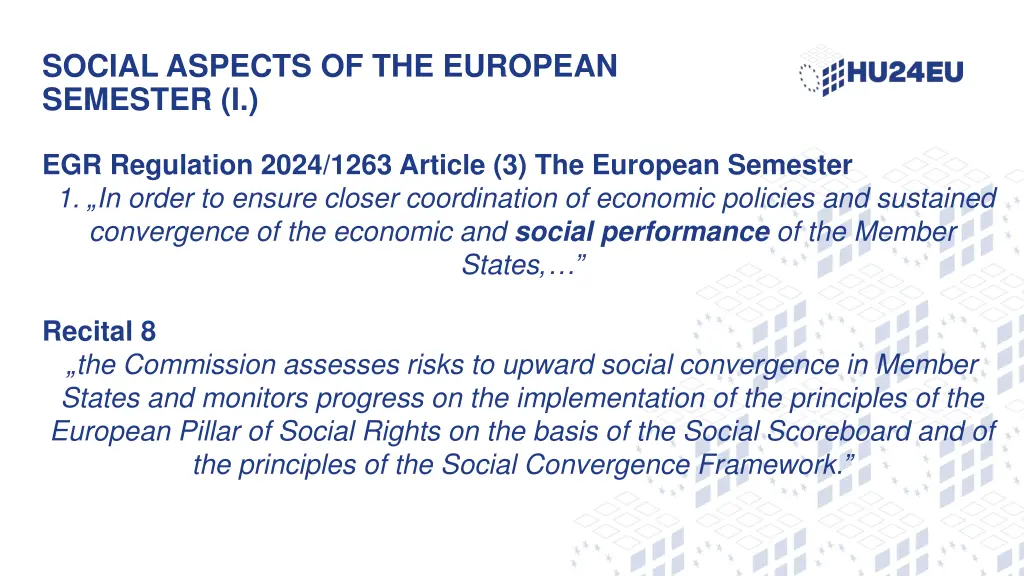 social aspects of the european semester i