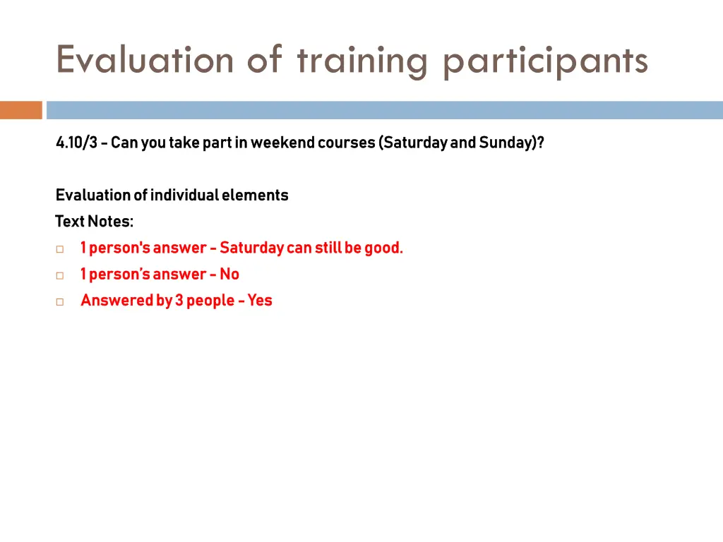 evaluation of training participants 11