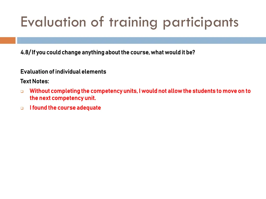 evaluation of training participants 7
