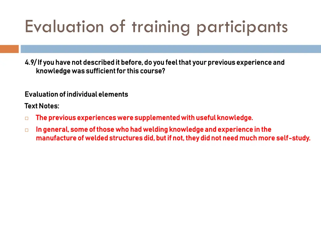 evaluation of training participants 8