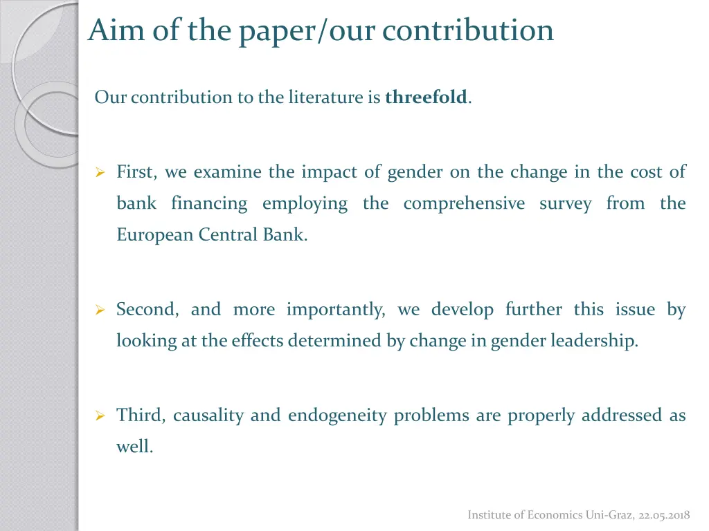 aim of the paper our contribution 1