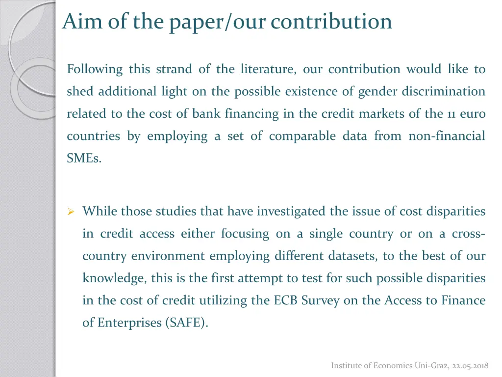 aim of the paper our contribution