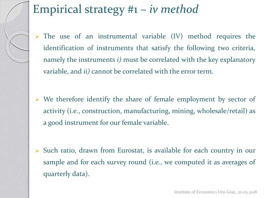 empirical strategy 1 iv method