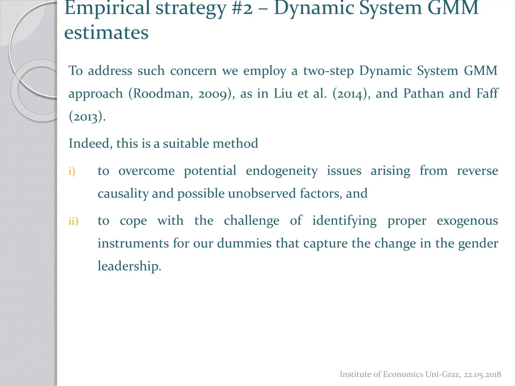 empirical strategy 2 dynamic system gmm estimates 1