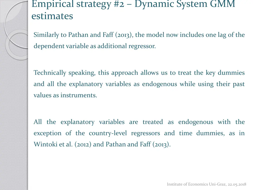 empirical strategy 2 dynamic system gmm estimates 2