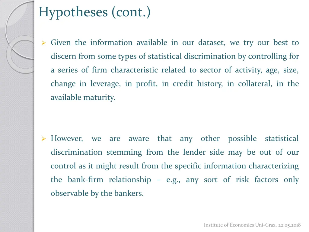 hypotheses cont