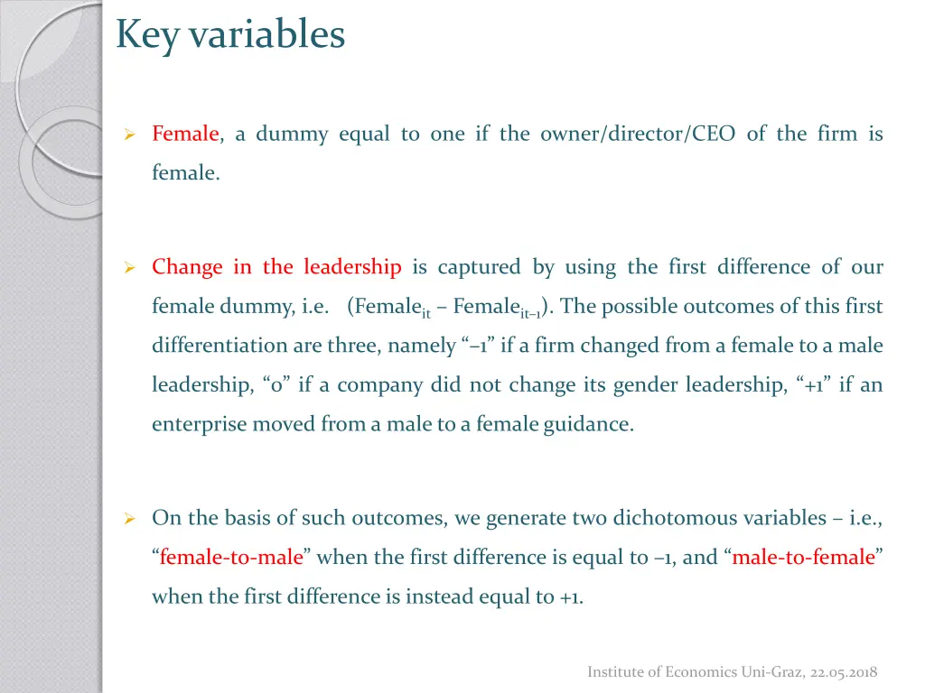 key variables