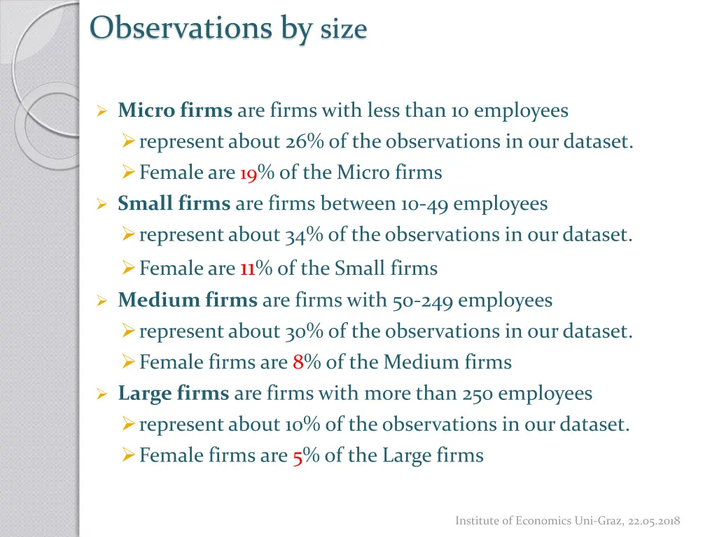 observations by size