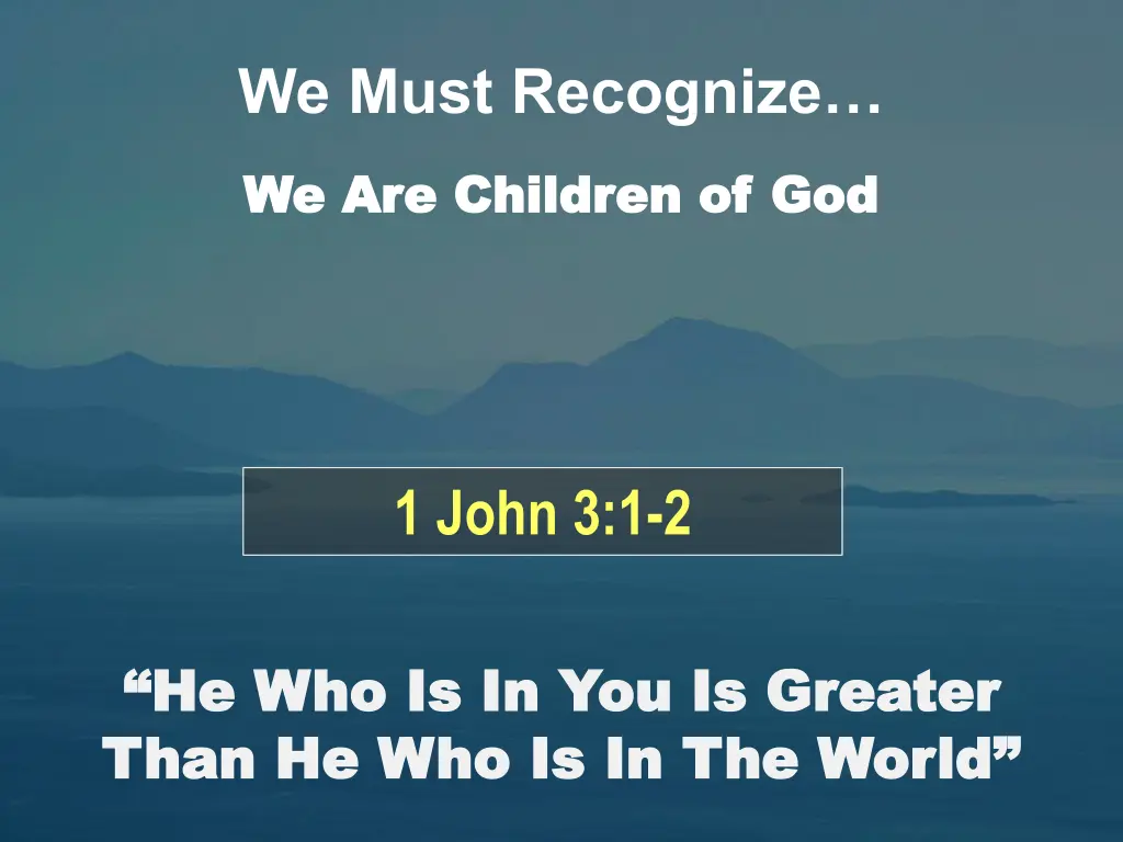 we must recognize