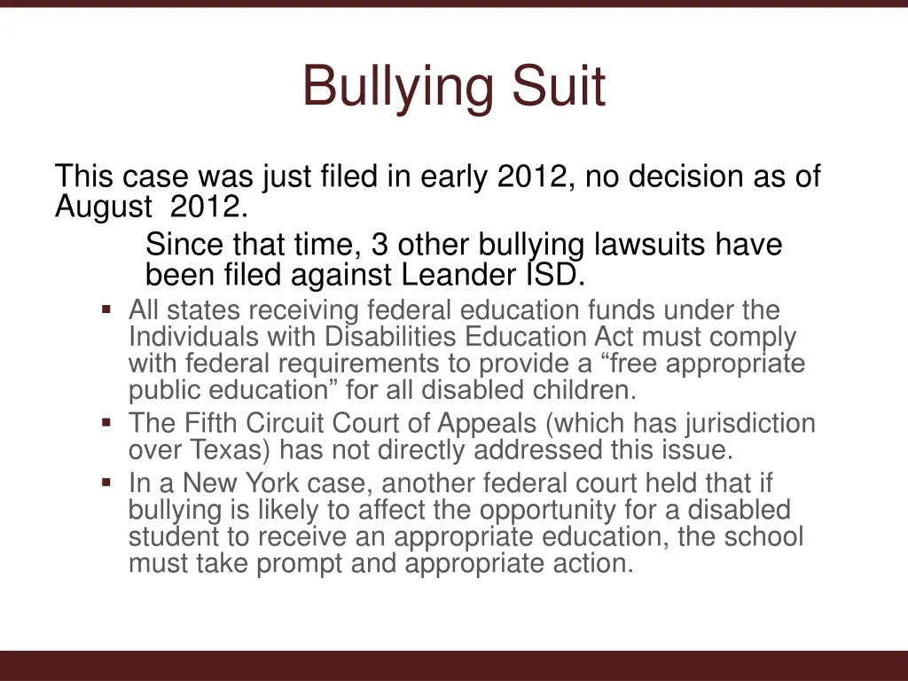 bullying suit