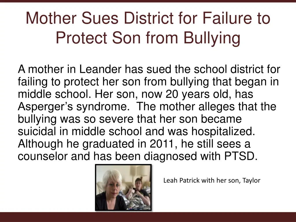 mother sues district for failure to protect