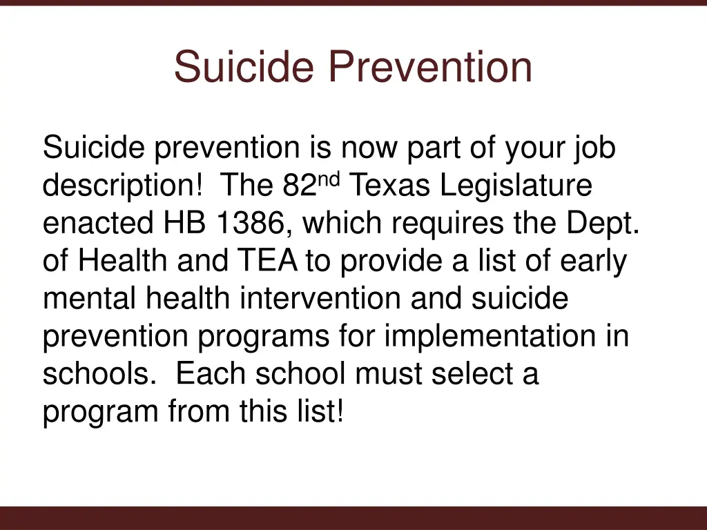 suicide prevention
